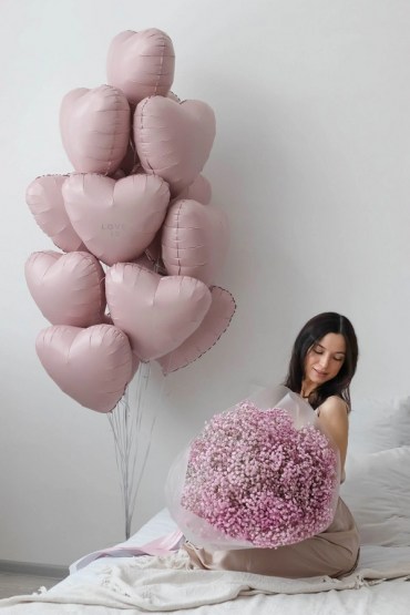 Набор из воздушных шаров №151 Фонтан из фольгированных шаров сердца фото