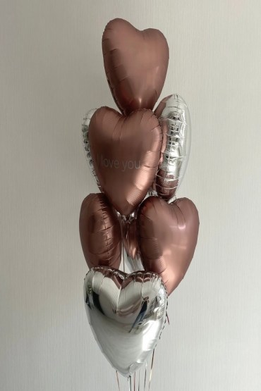 Набор из воздушных шаров Фонтан из фольгированных шаров сердца фото